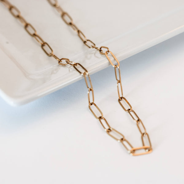 gold filled paperclip chain necklace
