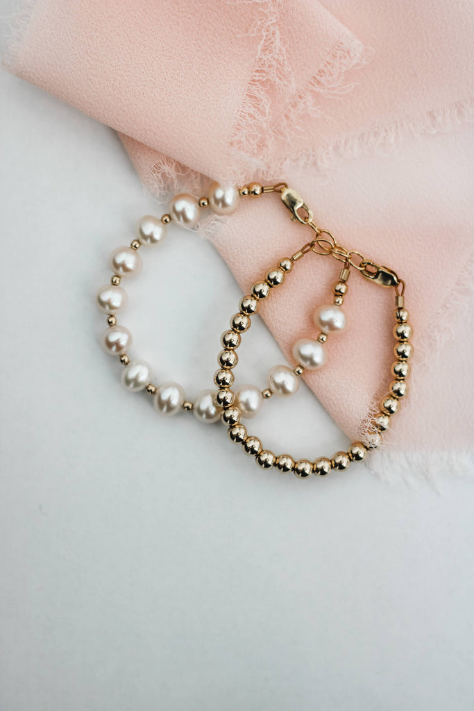 pearl and gold bracelet for babies and toddlers