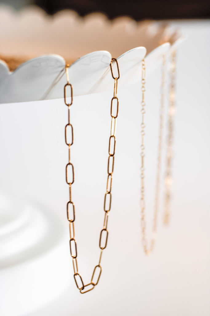 gold filled paperclip necklace