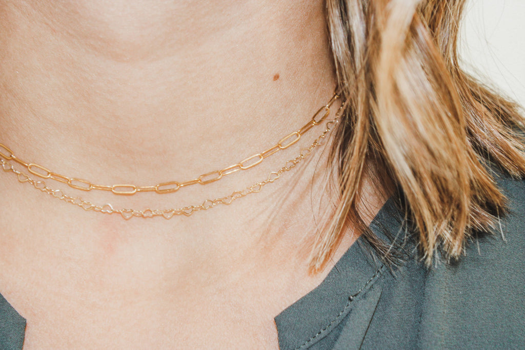 gold filled chain necklaces stacked